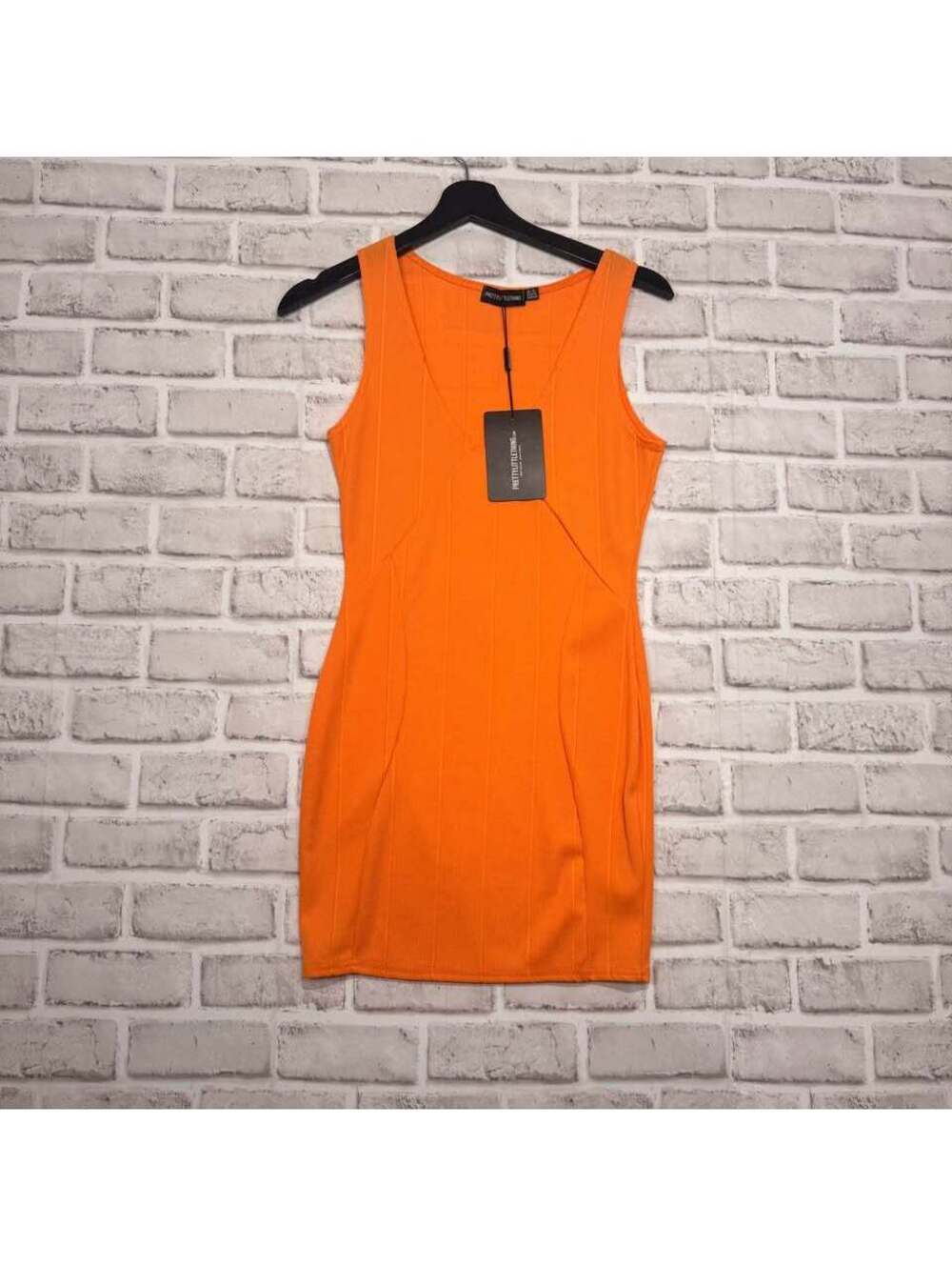 PrettyLittleThing NWT Tangerine Bandage Rib Sleeveless Bodycon Dress Women's 8